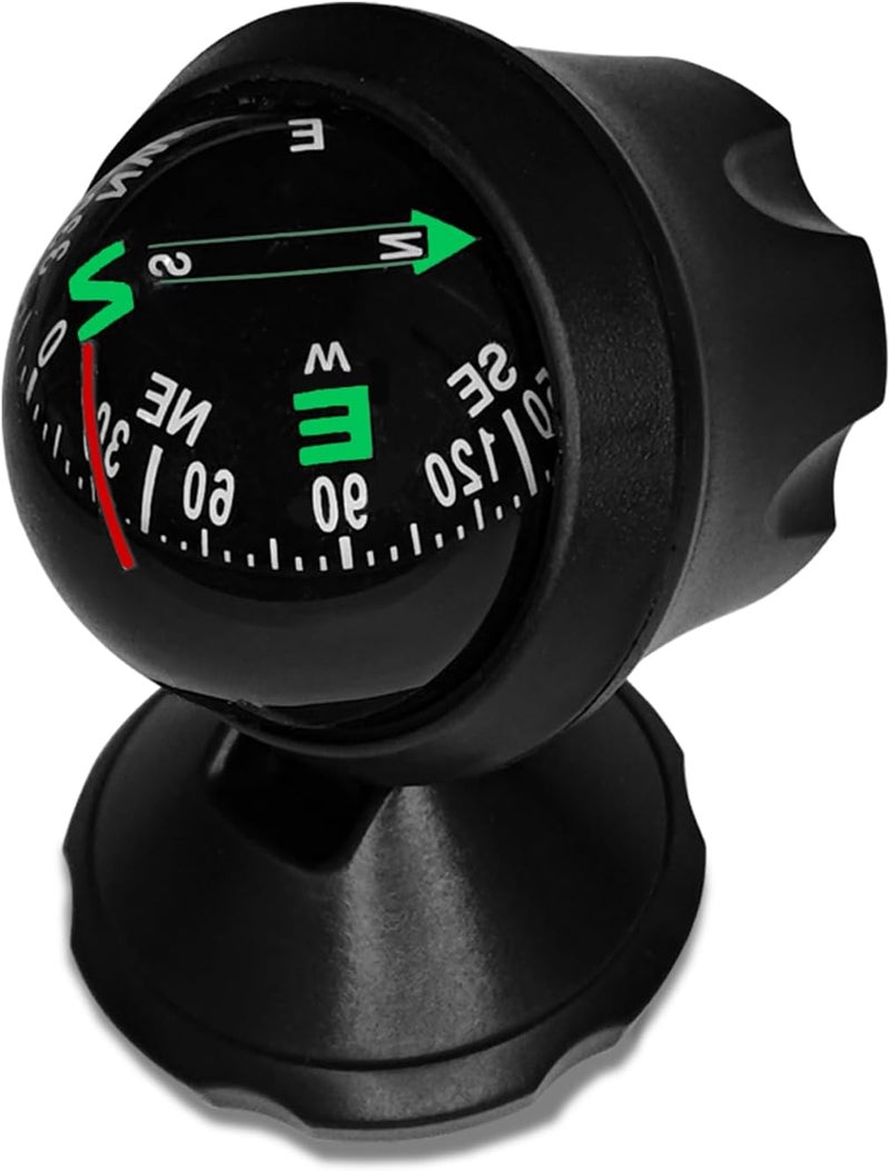 UZZH Compass for Car, Automotive Dashboard Accessories Car Compass Ball with Bottom Stick for Car Boat Jeep Off Road to Find Direction, Auto Compass Navigation Hiking Direction Pointing Guidance - Image 1